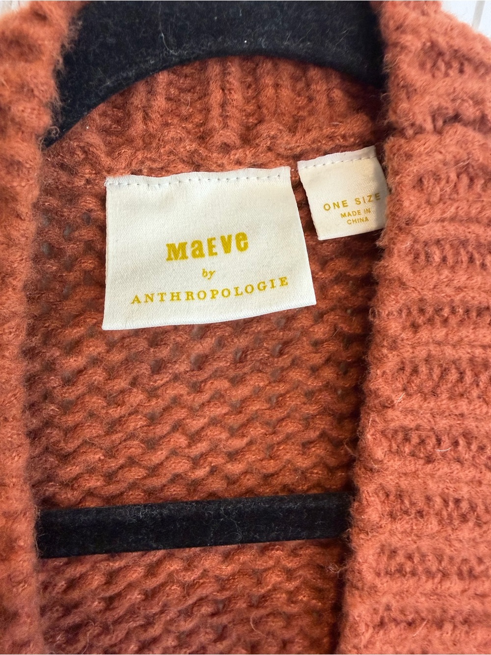 Maeve Anthropologie Chunky 3D Flower Knit Cardigan Sweater Terracotta One Size - Picture 5 of 11